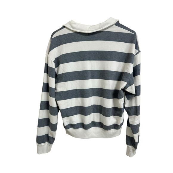 Sundry sail collar grey vintage striped sweatshirt size Medium - Picture 5 of 5